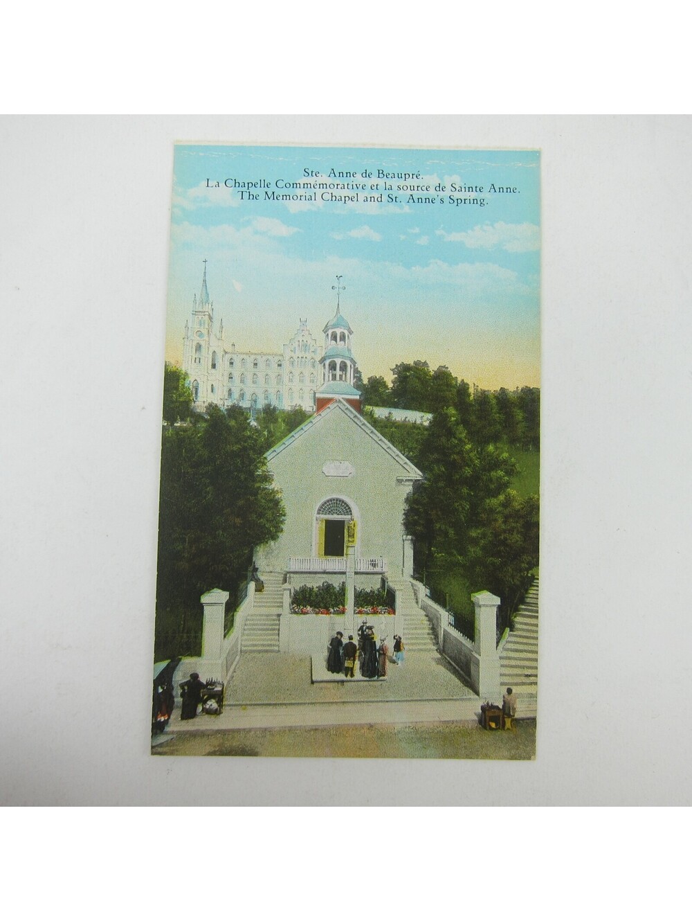 Postcard Quebec Canada Sainte Ste Anne De Beaupre Memorial Chapel & Spring RARE